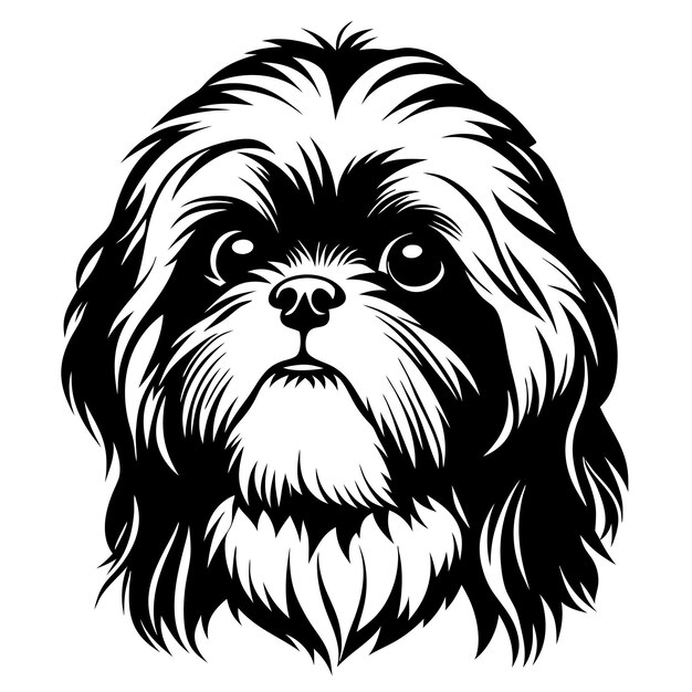 Vector a black and white drawing of a dog with a black face