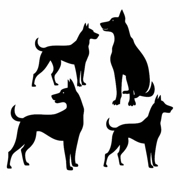 Vector a black and white drawing of a dog with a black tail