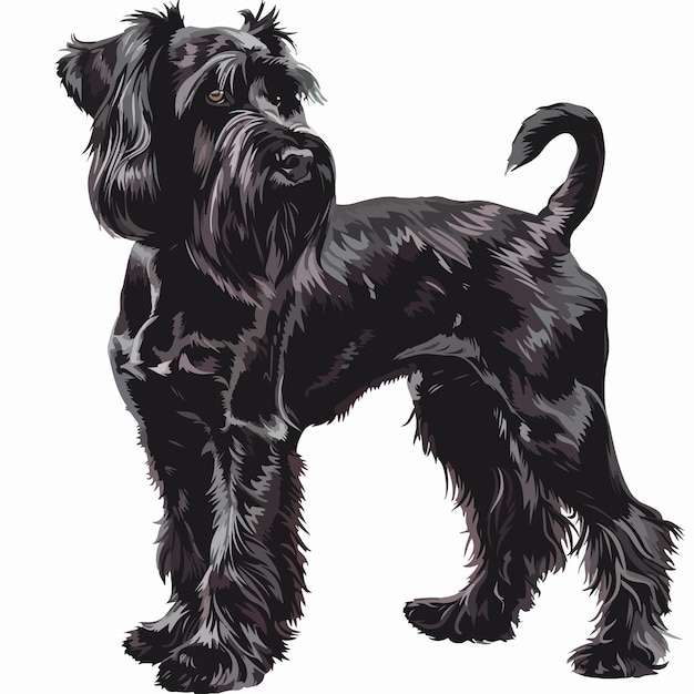 Vector a black and white drawing of a dog with a black tail