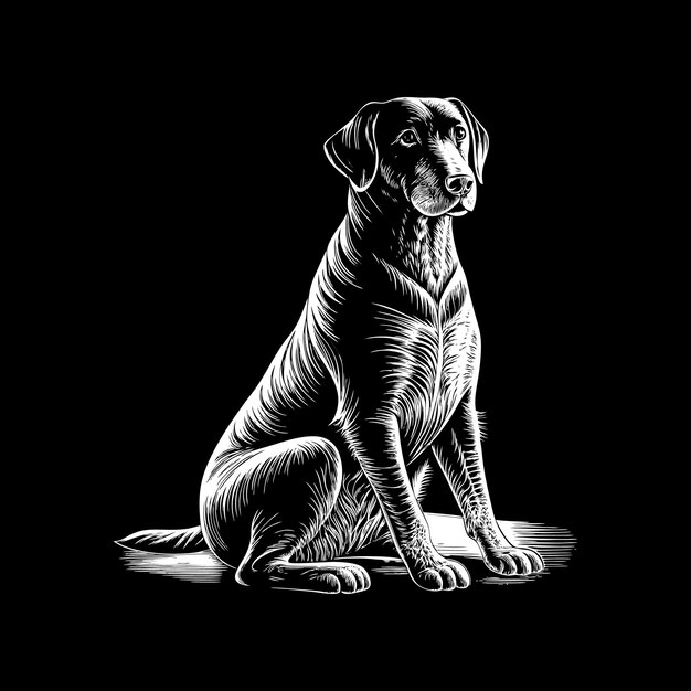 Vector a black and white drawing of a dog with a shirt that says quot dog quot