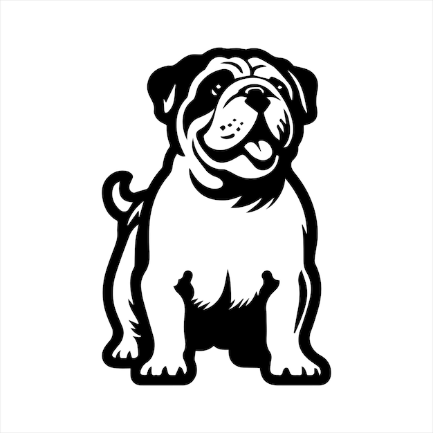 a black and white drawing of a dog with a tail