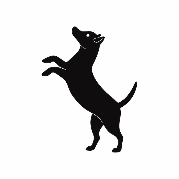 Vector a black and white drawing of a dog with a tail