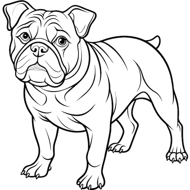 Vector a black and white drawing of a dog with a white background