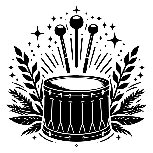 Vector a black and white drawing of a drum with a lid and a lid that says the word on it