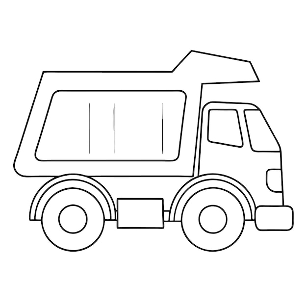 Vector a black and white drawing of a dump truck with a large window