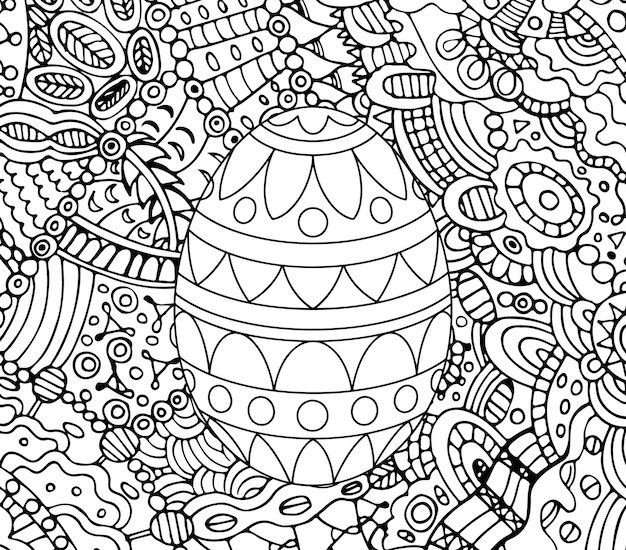 Vector a black and white drawing of a easter egg