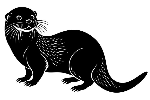 Vector a black and white drawing of a ferret