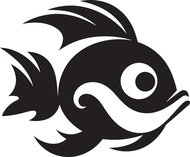 a black and white drawing of a fish with a circle in the middle