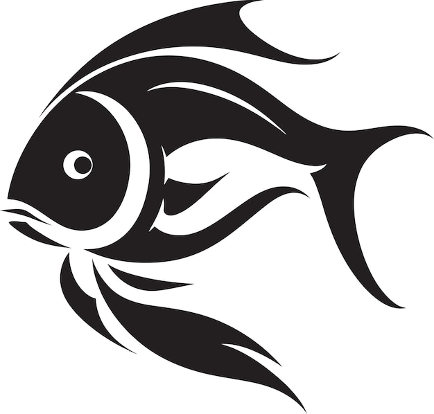 a black and white drawing of a fish with an eye on it