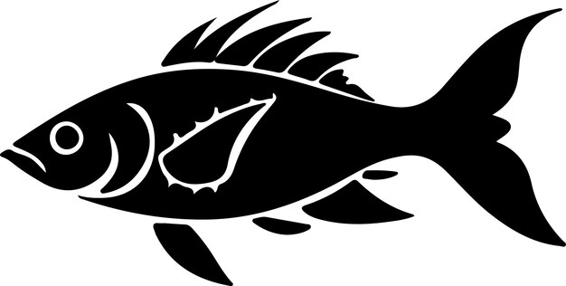 Vector a black and white drawing of a fish with the mouth open