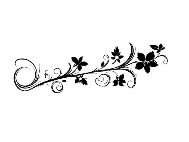 a black and white drawing of a floral design on a white background