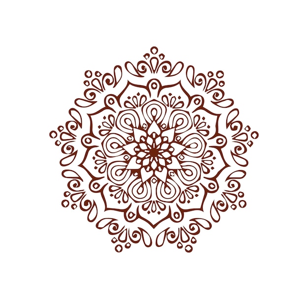 a black and white drawing of a flower and a brown circle