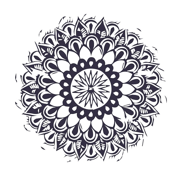 a black and white drawing of a flower design with a design in the middle