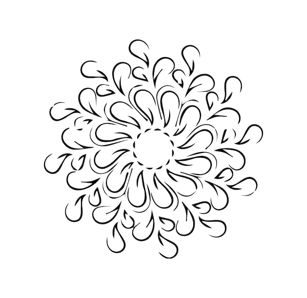 a black and white drawing of a flower that has a design on it