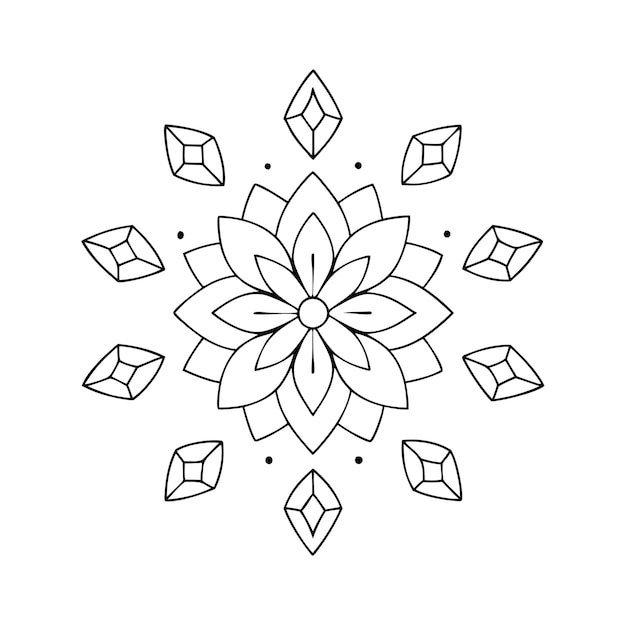 Vector a black and white drawing of a flower that has a flower design on it