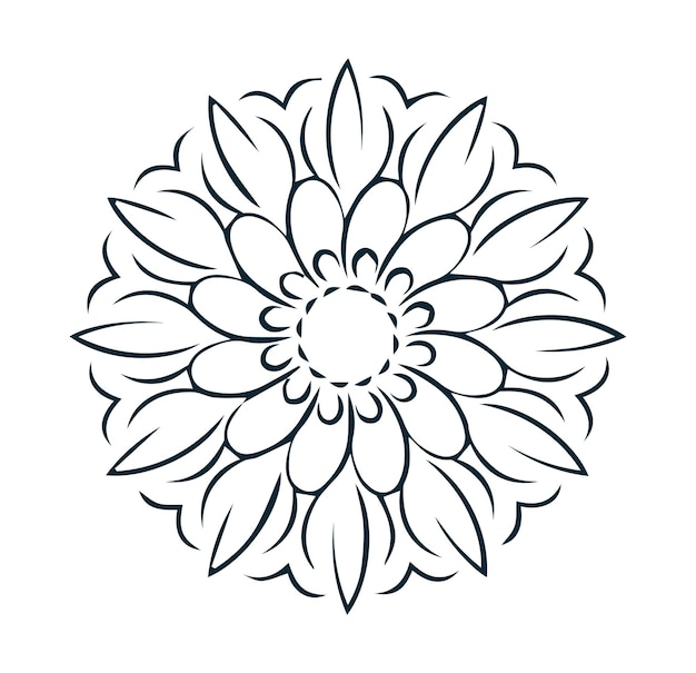 a black and white drawing of a flower that has a flower design on it