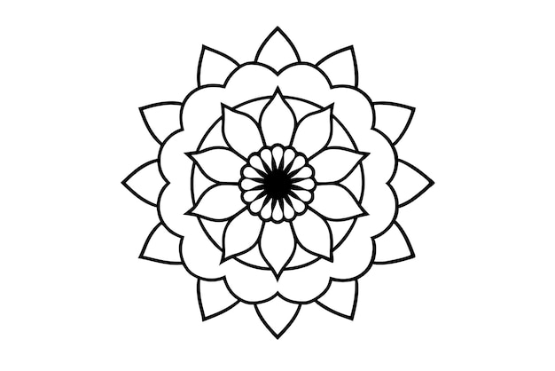 Vector a black and white drawing of a flower with a black center