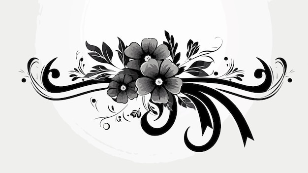 Vector a black and white drawing of a flower with a black and white background