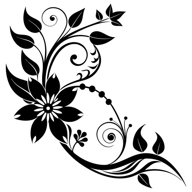 Vector a black and white drawing of a flower with a design that says  flower