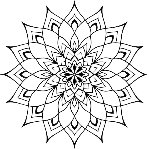 a black and white drawing of a flower with a design that says mandalas