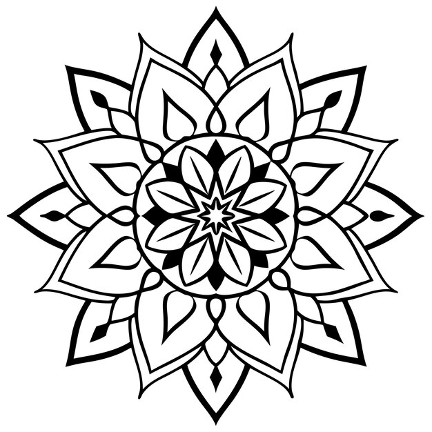 a black and white drawing of a flower with a design that says quot mandalas quot