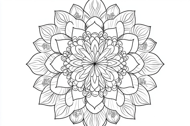 Vector a black and white drawing of a flower with a design that says  mandalas