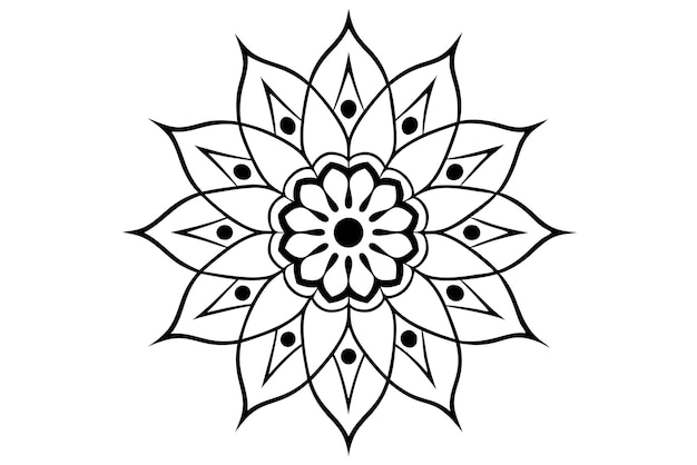 Vector a black and white drawing of a flower with a flower design on it