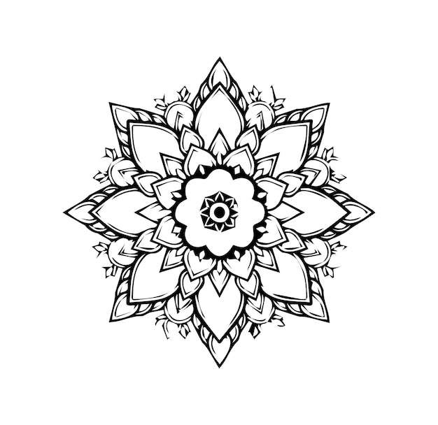 a black and white drawing of a flower with a flower on it