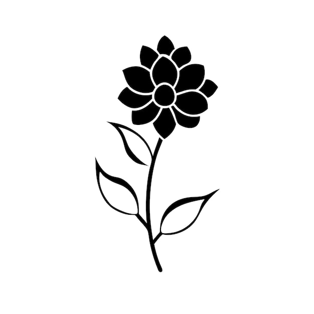 a black and white drawing of a flower with a flower on it