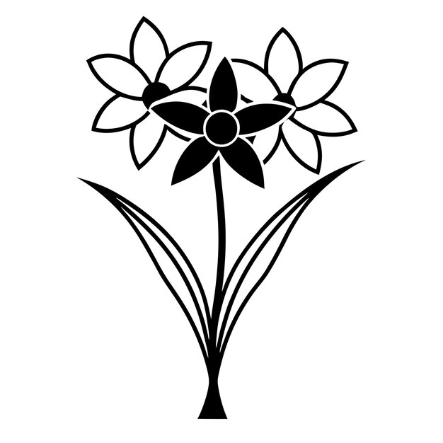 a black and white drawing of a flower with a flower on it