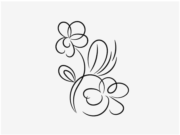 a black and white drawing of a flower with a flower on it