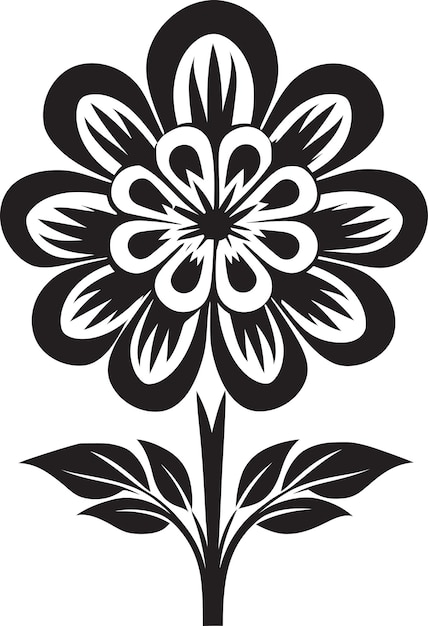 Vector a black and white drawing of a flower with a large flower design