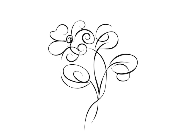 a black and white drawing of a flower with a large flower