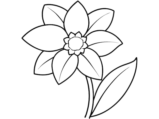 Vector a black and white drawing of a flower with leaves and leaves