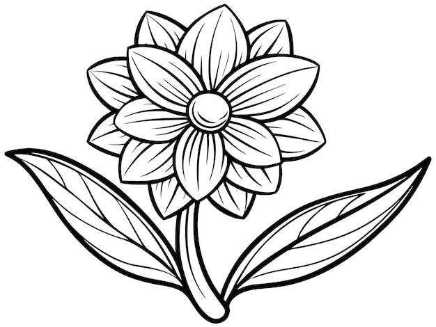 Vector a black and white drawing of a flower with leaves and leaves