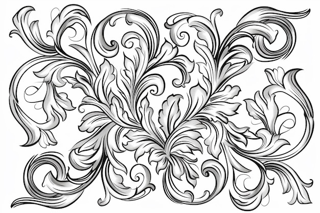 Vector a black and white drawing of a flower with a pattern of a flower