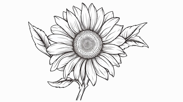 Vector a black and white drawing of a flower with a pen in the middle