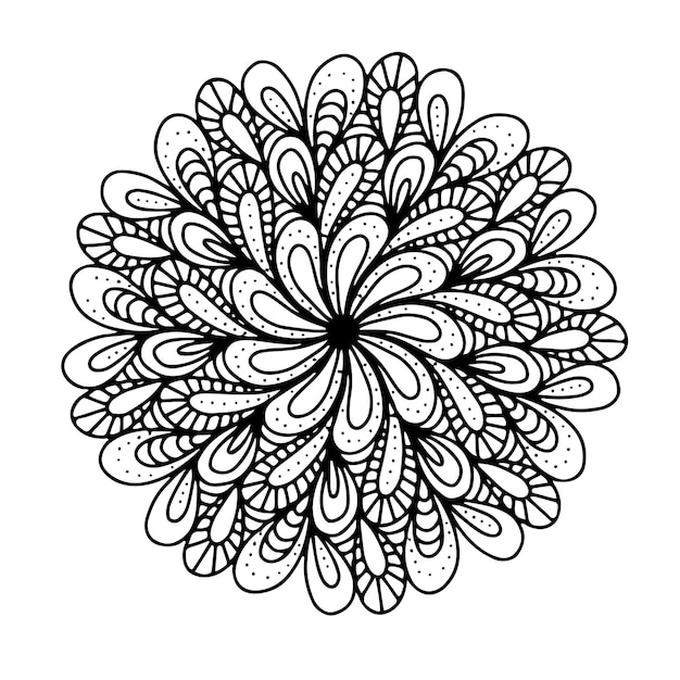 Vector a black and white drawing of a flower with a spiral on it