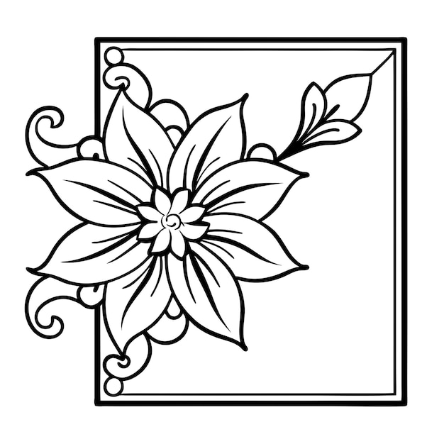 a black and white drawing of a flower with a white center