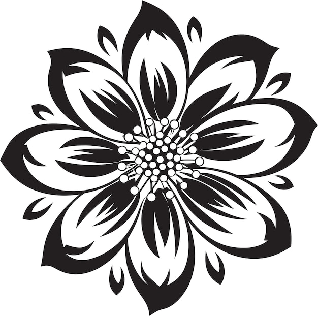 Vector a black and white drawing of a flower with a white center