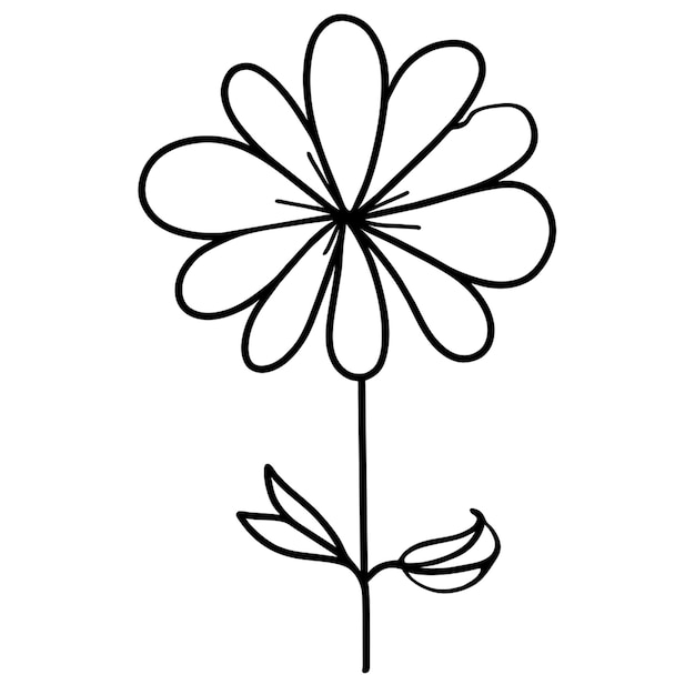 Vector a black and white drawing of a flower with a white outline