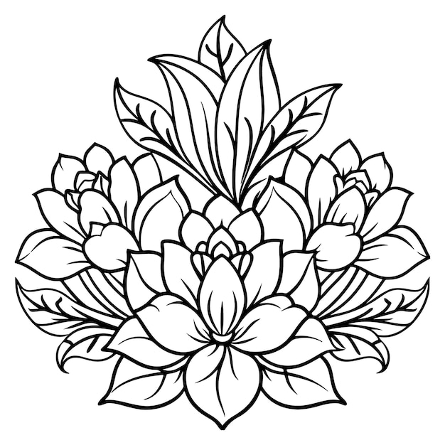 a black and white drawing of a flower with the word lotus on it