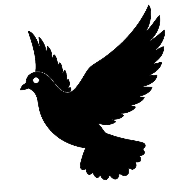 Vector a black and white drawing of a flying dove