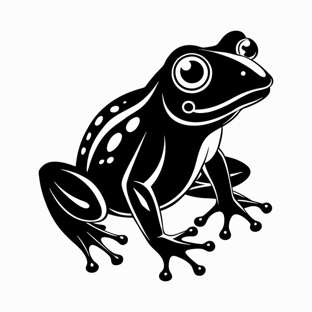 Vector a black and white drawing of a frog with a white background