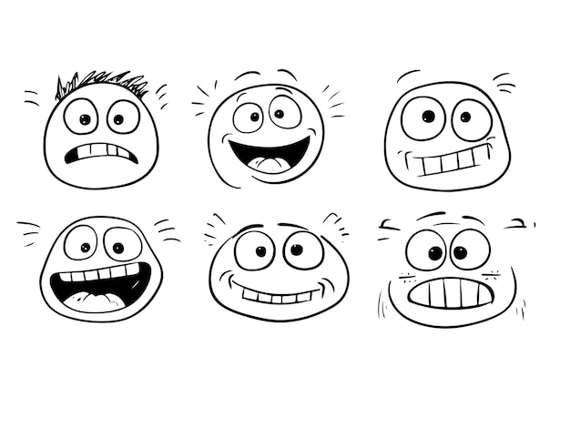 Vector a black and white drawing of a group of cartoon faces with the wordsfaceson it