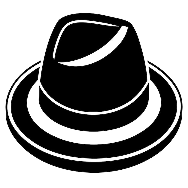 Vector a black and white drawing of a hat with a white band on it