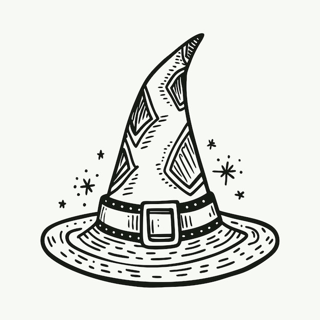 Vector a black and white drawing of a hat with the words  youre the witch  on it