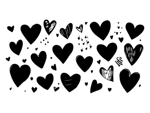 Vector a black and white drawing of hearts with hearts drawn on them