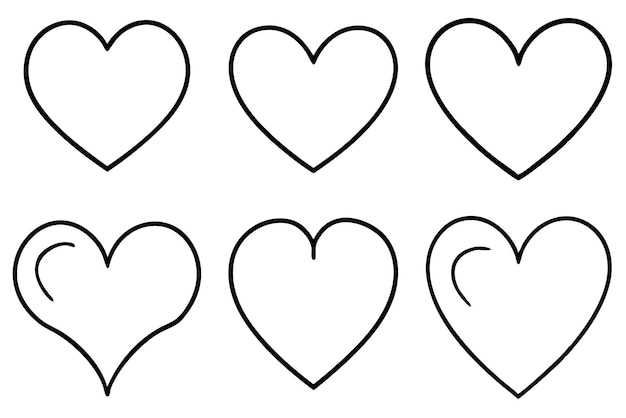 Vector a black and white drawing of hearts with a line drawn on it