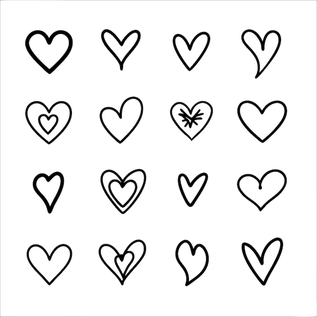 the black and white drawing of hearts with the words love and love